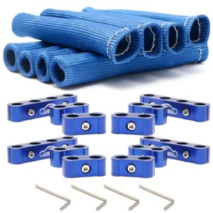 18PCS High-performance spark plug wire heat shield kit for 8-cylinder engines, protecting 8-10mm wires