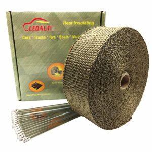 Titanium Exhaust Wrap - High-Temp 2500°F Heat Shield with 304 Stainless Ties for Motorcycle & Automotive