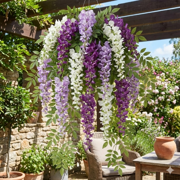 artificial wisteria for outdoors detail