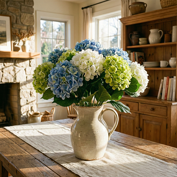 fake hydrangeas detail